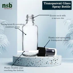 nsb herbals 50 ml Refillable Clear Fine Mist Spray Glass Bottles with Leak Proof Spray Pump for Multipurpose uses for DIY Perfume, Essential Oils, Blends, Aromatic Water, Beauty Products (12) image 2