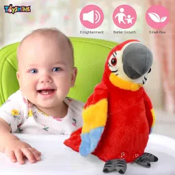 Toyshine Talking Macaw Parrot Repeat What You Say Stuffed Animal Plush Toy Electronic Record Animated Bird Shake Wings Speaking Parrot Pet Toy for Kids Boys Girls - B image 2