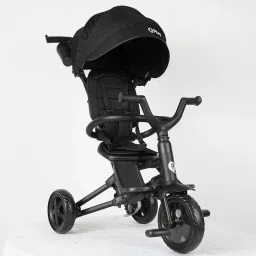 Qplay Nova Niello Trike for Toddlers & Kids (10–72 Months) – UV-Protect Canopy, 5-Point Safety Harness, Adjustable Pushbar, Dual Footrests, Cup Holder, Linked Brake, Black image 3