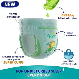 Pampers All Round Protection Pant Style Baby Diapers, Large (L), 48 Count + 10 FREE Diapers Inside Total Count 58, 9-14kg, Anti Rash Blanket, 360° Lotion with Aloe Vera Diapers,New Extraa Lotion with Aloe image 5