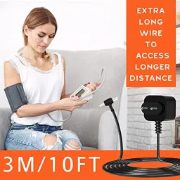 Fedus Bp Ac Power Adapter For Blood Pressure Monitor Omran 5, 7,10 Series Upper Arm Blood Pressure Monitor Power Supply / 6V Ac/Dc Bp Machine Adapter With Extra Long 10 Foot Cord Plug,Black - Monitors image 5