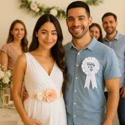 wp wanna party Wanna Party Maternity Sash Floral Waistband and Corsage Set – Floral Belly Band with Dad to Be Pin for Baby Shower Party Decorations and Pregnancy Photoshoot Gift image 5