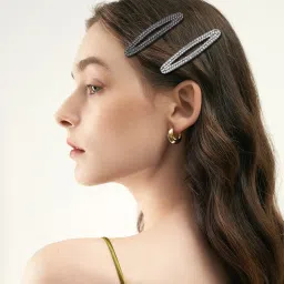 Melodio 5PCS Rhinestone Oval BB Hair Clips for Women, Korean Style Bangs & Side Hair Pins, Sparkly Snap Barrettes for Loose Hair Fixing, Fringe, Back Head & Daily Styling image 2