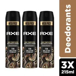 Axe Dark Temptation Men's Deodorant, Long Lasting Deodorant Spray For Men With An Irresistible Scent, 215ml, Pack of 3 image 1