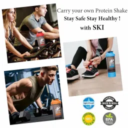 SKi Homeware Gym Shaker/Protein Shaker Blender Bottle with Single Supplement Storage Compartment and Stainless Steel Blender Ball 800 ml Shaker (Orange) image 5