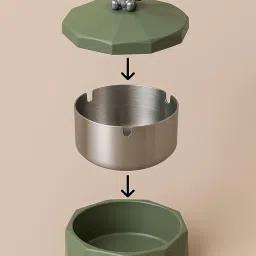 CORAL TREE Stainless Steel & Plastic Base Portable Ashtray Spinning Lid Modern Tabletop Ashtray With Non Slip Stronger Base for Home Office Indoor or Outdoor for Men & Women (Olive Green) image 4