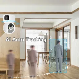 FINICKY-WORLD Dual Lens WiFi IP 360° Camera 1920 X 2160 Full HD 4mp AI (Upgraded) CCTV Night Vision Motion Sensor Two-Way Audio Micro SD Card Support Upto 128GB Monitor Nanny Security Indoor White image 5