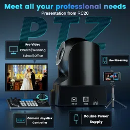 ROCWARE RC20 PTZ Camera, [USB Output & AutoFocus] Webcam with Zoom Lens, Camera 10X Optical Zoom, 16X Digital Zoom [Low-Light & White Balance Correction] 2K 1080P Full-HD Live Streaming Camera image 3