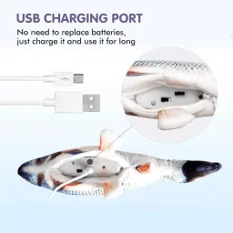 Kidology Floppy Fish Soft Toy for Dogs, Puppy Chew & Kicker - Moving Interactive Toy, USB-Chargeable, Indoor Playing, Exercising image 2