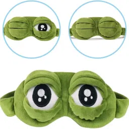feora9x FEORA 8'22cm Green Eye Mask for Sleeping for Women Sleep Mask Blind Fold Sleeping Mask Eye Cover for Sleep Soft Plush Frog Eye Mask for Kids and Adults Eyemask Lightweight & Durable image 1