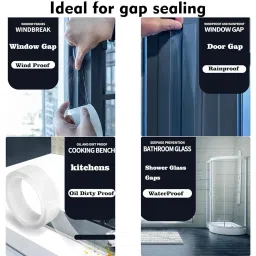 Qoqooice Transparent Window Weather Sealing Tape 2 Inch x 33 FT Weather Stripping Residue-Free Clear Window Insulation Tape for Doors Windows and Shower Glass Gaps image 2