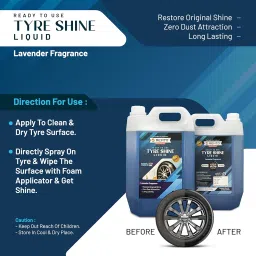 REMTO Bike & Car Tyre Polish 5 Liter Extreme Black Tyre Shine - Long Lasting Tyre Gloss & Dirt Repellent Formulation | Prevents Fading and Cracks | Non-Greasy and Pleasant Fragrance (Lavender - Blue) image 5