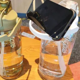 Drofail Big Water Bottle 3 Liter with Straw Clear Motivational Time Marker Drink XL Jug with Handle for Sports Gym-Black image 3