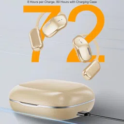 GameXtrem OpenFit Air Only 0.23 OZ Open-Ear Headphones with Fast Charging, Wireless Earbuds with HD Clear Calls, Earhook Ear Buds with 72 Hours of Playtime, IPX54 Earbuds for Running Fitness (Beige) image 3