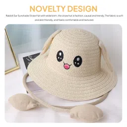 ecomistiq ECOMISTIQ® Rabbit Ear Sunshade Straw Hat Trendy Fisherman Caps for Street Trips Outdoor Beige|Clothing, Shoes & Accessories |Womens Accessories|Hats image 4