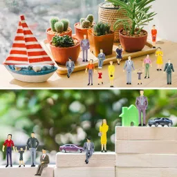 BCNJEPIN Miniature Toys, 100 Pcs Miniature Doll House People, Pretend Play Toys for Boys, Miniature Decorative Items for Train and Railway Scenes, Random Assortment, Suitable for Model Enthusiasts image 2