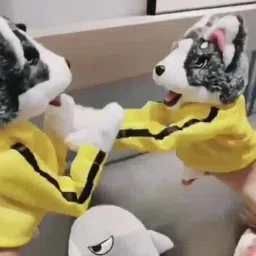 KOSHIYA Kung Fu Dog & Husky Interactive Toy - Boxing & Tricky Hand Puppet Action, Plush Stuffed Husky with Kung Fu Gloves - Perfect Children's Game & Gift Idea! Pack of (2) image 4