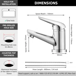 ALTON MTX3615, Single Lever Basin Mixer | Bathroom Wash Basin Mixer Tap | Basin Tap | Silver image 1