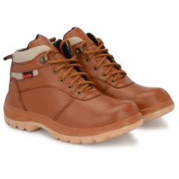 KAVACHA Pure Leather Steel Toe Mens Safety Shoe, S47 Size : 9 Brown image 1