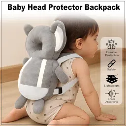 GLUN® Baby Head Protector Backpack, Pack of 1 Cute Elephant Soft Cushioning, Adjustable Shoulder Belt, Head Protection Back for 6-18 Month Toddler Kids image 3