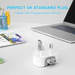 Etzin Mac AC Power Charger Adapter United Kingdom Wall Folding Plug Duckhead, 3 Pin UK Plug Converter Travel Charger UK Standard Adapter Compatible with MacBook Air/Mac iBook/iPhone/iPod EPL-1004P image 2