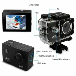 ZoTronico 4K Action Camera 16mp (with 18 Accessories) - WiFi, Memory Card Support, 170� Wide Angle, Vlog-Ready, Perfect for Travel, Vlogging & YouTube (Matte Black) image 4