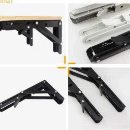 CASSARINA Folding Shelf Brackets Black, [1 Pair] L Shape Right Angle Corner Support, Metal Iron Wall Shelf Shelving 30cm, Put in The Corner, Decorate The Living Environment (30 Cm) image 4