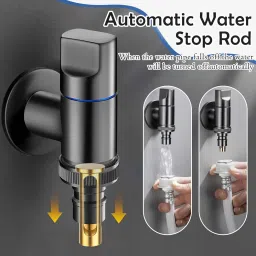 TecoKart® Washing Machine Faucet, G1/2 Modular Tap for Washing Machine, Wall Mounted Brass Angle Valve, Universal Shut Off Valve for Bathroom, Toilet, Garden – Gunmetal image 4