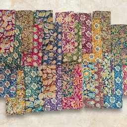 svc culture Kalamkari Blouse Pieces – Pure Cotton Fabric (Pack of 25, 1 Meter Each) | 44" Width Saree Panna | Soft & Comfortable | Multi Designs for Gifting & Tailoring | Unstitched Material image 5