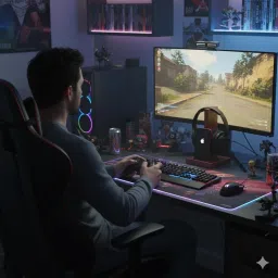 Trendy Wood Handicraft Handcrafted Sheesham Wood Headphone & Mobile Stand | Dual Holder for Desk Organization | Perfect for Gamers & Office Use image 2