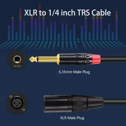 Device Of Urban Infotech 6.35mm (1/4) TS Mono Guitar Cable - Male To Male Audio Instrument Cable for Electric Guitar, Bass, Mandolin, Mixer (10Mtr.) - Black image 1