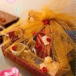 CRAFTY WHEELS Packing Net Fabric Cloth Roll Mesh (8 Mtr) for Wrapping Trays, Basket, Trousseau Packing, Decorations, Flower Making, Gift Wrapping, Room/Hall Decor Golden, Solid image 3