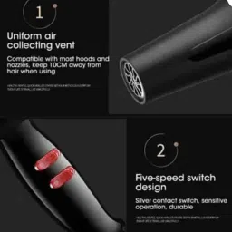 XNS PROFESSIONAL Hair Dryer for Men & Women 1500W Styling Tool with 2 Speed & 2 Heat Settings, Concentrator Nozzle, Hanging Loop Quick-Dry, Low-Noise Blow Dryer for Salon & Home Use(Silex Light 15) image 3