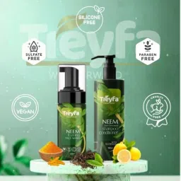 Treyfa Neem foaming Face Wash 100ml & Shampoo Conditioner Combo 100ml | Herbal Ayurvedic Skin & Hair Care pack| Anti Acne Face Wash with Vitamin E, Anti Dandruff Shampoo, Hair Fall Control, Unisex Daily Use Pack image 5