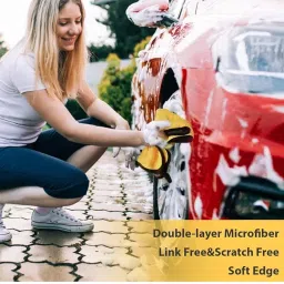 Auto Hub Microfiber Car Cleaning Cloth and Wash Mitt Kit - Includes Ultra Soft 600 GSM Extra Large (30x40 CM) Microfiber Cloth for Car and Dual Sided Chenille Microfiber Wash Mitt 1700 GSM image 2