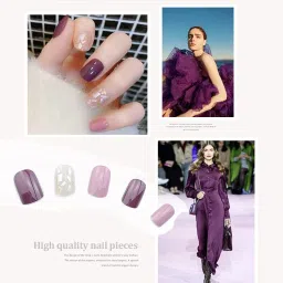 Nails Extension Kit Artificial Nail（Pack of 24）Press On Nails Everlasting French Tip False Nails Acrylic Full Fake Nail Tips Art Set With Nail Adhesive Stickers & Nail File(Style B) image 2