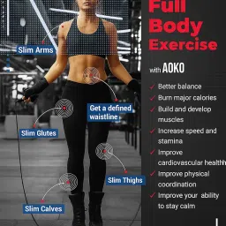 AOKO Freestyle Skipping Rope Jump Rope for Men, Women, Girls, and Kids | Gym Fitness Speed Skipping Rope (Length: 221 cm) Blue image 1