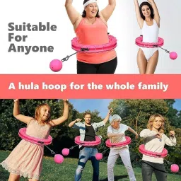 Cannagenix Smart Weighted Hula Hoop for Adults, Weight Loss, Non-Fall Fitness Ring with 24 Detachable Knots, Adjustable Weight, Noiseless Auto-Spinning Ball, 2 in 1 Abdomen Fitness Massage image 3