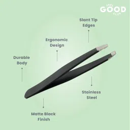 Feel Good Club Slant Tweezer Stainless Steel Tip Grooming Tool for Eyebrow Shaping Ingrown Hair Splinter Facial Plucking with Grip Handle for Men Women Beauty Routine Use image 2