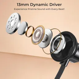 pTron Tangent Rush w/ 50Hrs Playtime, Pristine Sound, Dual-Device Pairing, Bluetooth 5.4 Wireless in-Ear Earphones with Mic, Voice Assistant, Type-C Fast Charging & IPX5 Water Resistant (Black) image 2