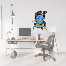 Meer Decor Cute Krishna Wall-Mounted Key Holder, Decorative MDF Wood, 20x25 cm, 5 Hooks, Blue UV Printed Design, Decorative Wooden Key Stand – Home & Office image 5