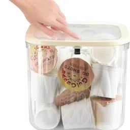 MAPPLE CREATION Storage Box for Detergent Pet Food Storage Bin, Transparent Laundry Gel Container Medicine Storage Box Organizer Large Capacity Container Coffee Pod Holder and Organizer image 1