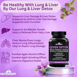 Nutrasium Liver & Lung Detox Supplemets | Milk Thistle- 800 mg | N-Acetyl Systeine 1000 mg | Dandelion & beet root For Support Lung & Liver Health | 60 Tablets image 2