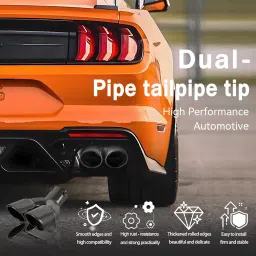OtpOutopa Dual Exhaust Tip 2.5 inch Inlet, Universal Car Exhaust Pipe Tail Throat Tail Pipe Stainless Steel Y Pipe, Adjustable Car Thickened Muffler Slant Cut Tip (Curved,Black Paint) image 2