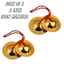 AOKO 10-Inch tambourine, 2 Iron Manjira 3 INCH Percussion Bells Set, 2 kartal PACK OF 5 image 1