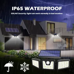 HKV Acrylic Led Bright Solar Lights Outdoor,74 Led Solar Motion Sensor Lights Outdoor, 3 Adjustable Heads Solar Security Lights, Ip65 Waterproof Flood Lights For Pathway image 5