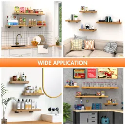 VANCASTLE Shelf Bracket, Floating Shelf Bracket 6 Inch , 6 Pack Heavy Duty Shelf Brackets, Metal Wall Shelf Brackets with 1/5 Inch Thick and Holds 160+lb, Brackets for Wood Shelves，Black image 5