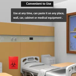 Seadasyoon 9x13in/23x33cm Stick-On Biohazard Infectious Red Waste Bags image 2