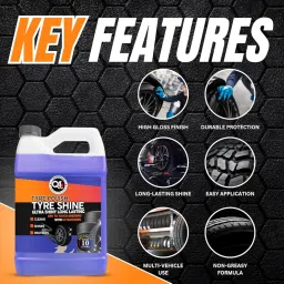 Q4 EVER Tyre Shine 5 Litre | High Gloss Tire Polish for Durable Protection | | Wet Look Finish for Car and Bike Tires, Pack of 1 image 5