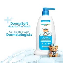 Mamaearth baby Dermasoft head to toe wash 250ml with Sensicarecomplex for baby’s sensitive skin, Clinically tested, Co created with Dermatologists for Newborn,Hypoallergenic, pH 5.5, Soap free, Tear free, Fragrance free, Safe and Non irritant formula image 1